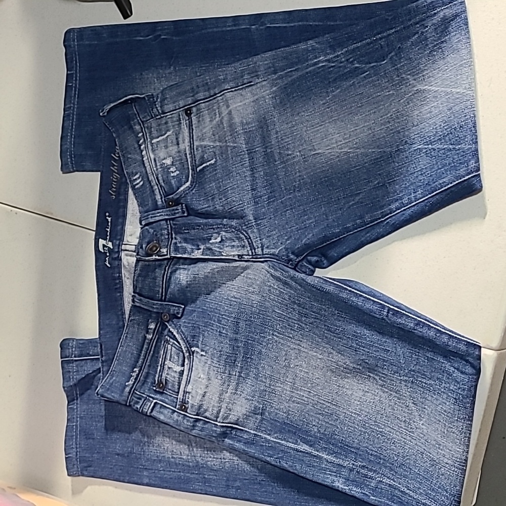 7 for all mankind destressed jeans size 24 strait leg